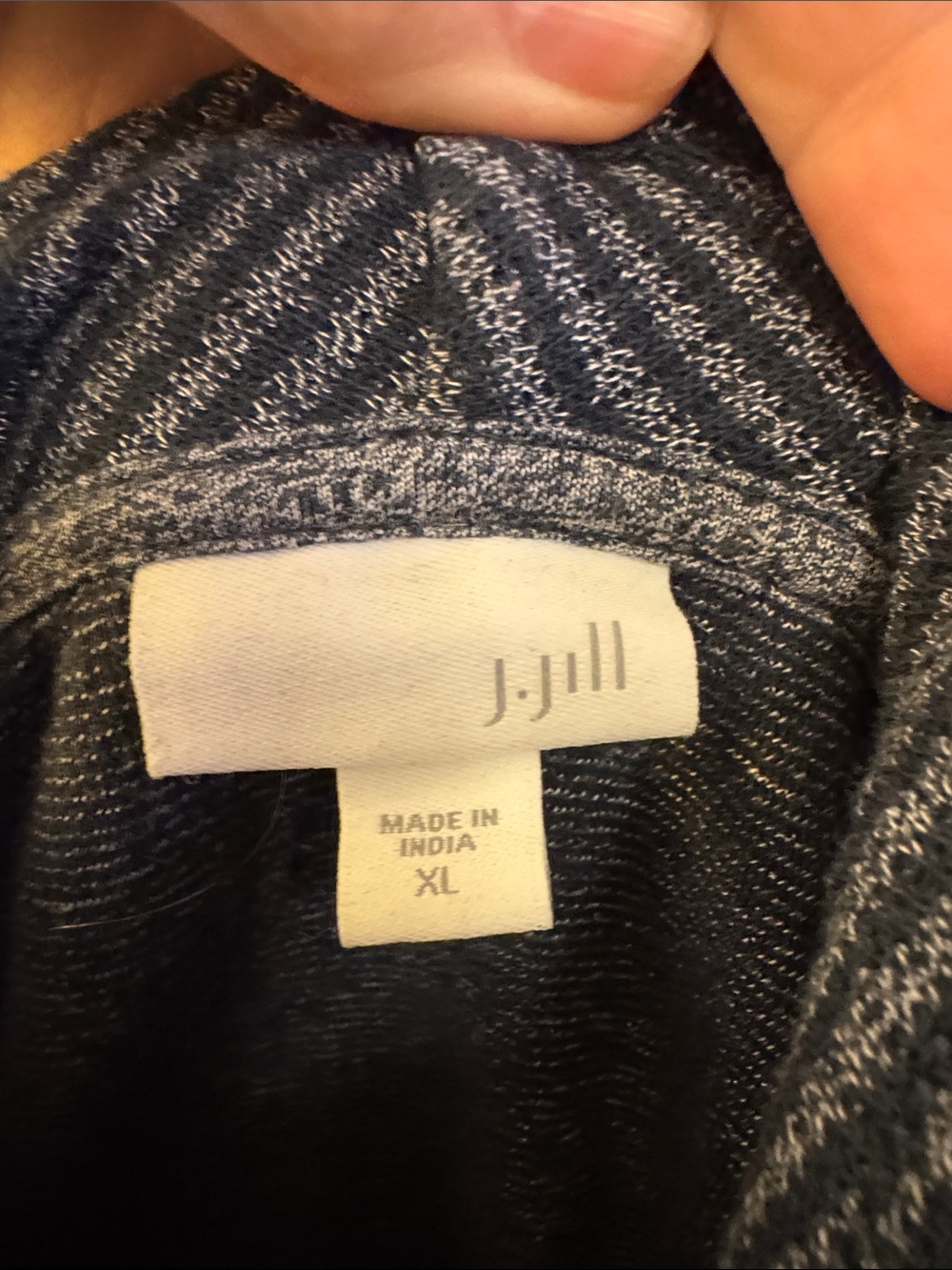 J. Jill Striped Cowl Neck Tunic Sweater - Dark Gray - Picture 2 of 6
